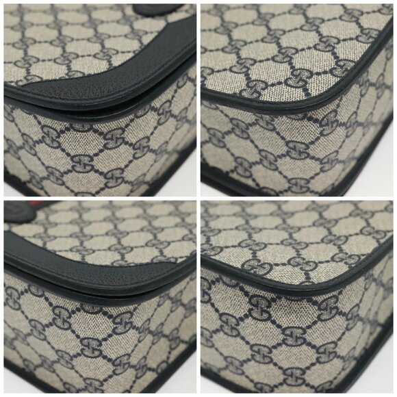 GUCCI GG Supreme Sherry Line Shoulder Bag PVC Navy Gold 001 113 0551 Auth SW1462 - Picture 14 of 16